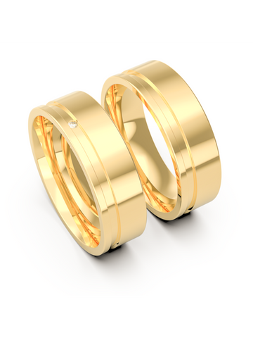 Par Aliança Casamento Ouro 18K Reta Acima do Sol Neumond Joias
